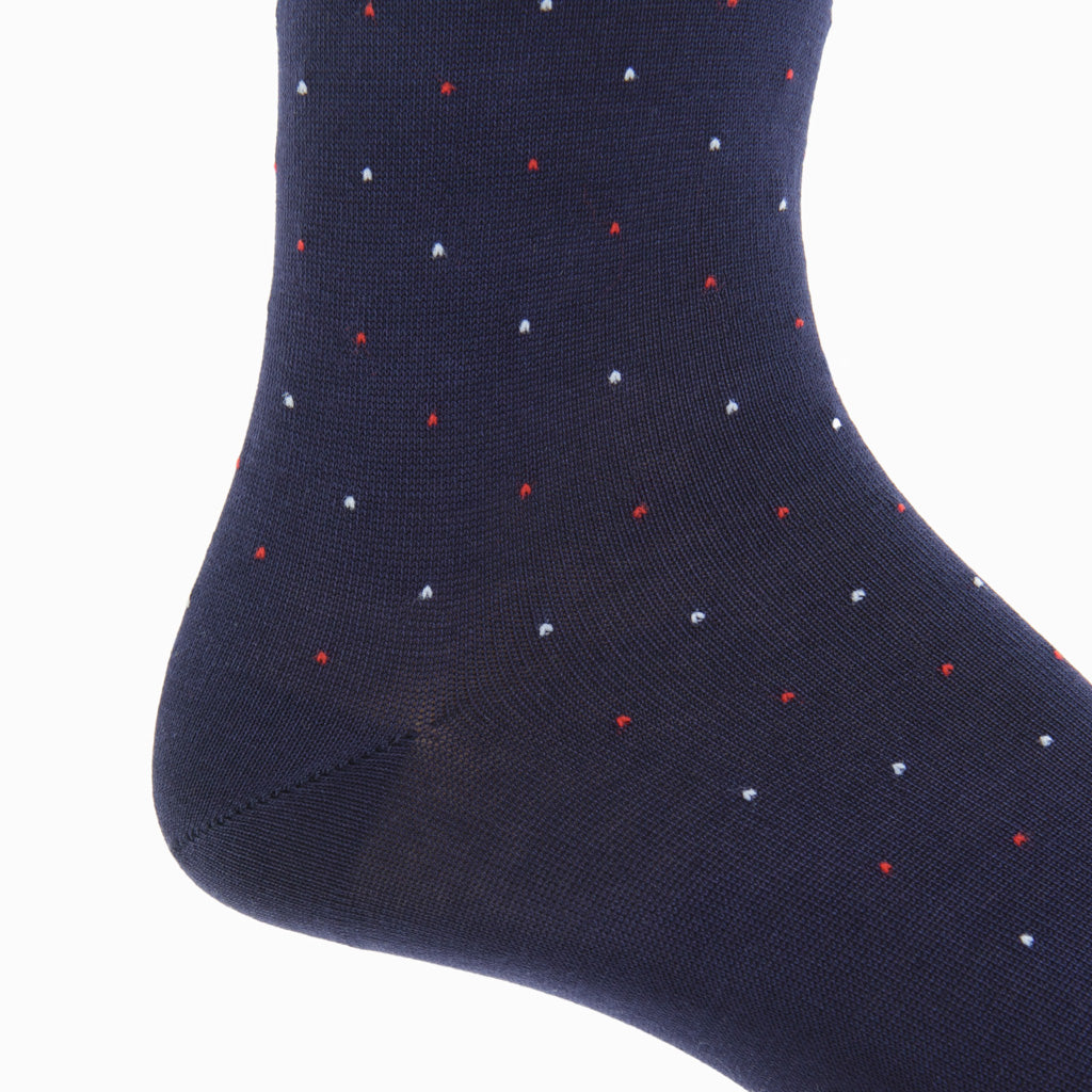 Classic Navy with Flag and Red and White Pin Dot Cotton Sock Linked Toe  OTC
