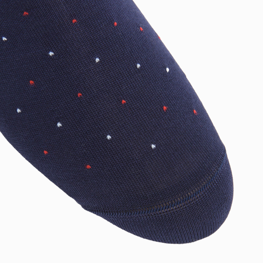 Classic Navy with Flag and Red and White Pin Dot Cotton Sock Linked Toe  OTC