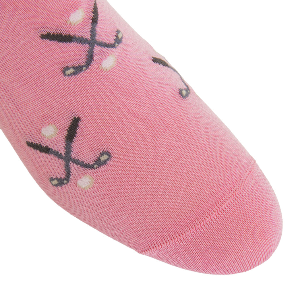 Pink with Golf Club &amp; Ball Cotton Over-the-Calf Sock