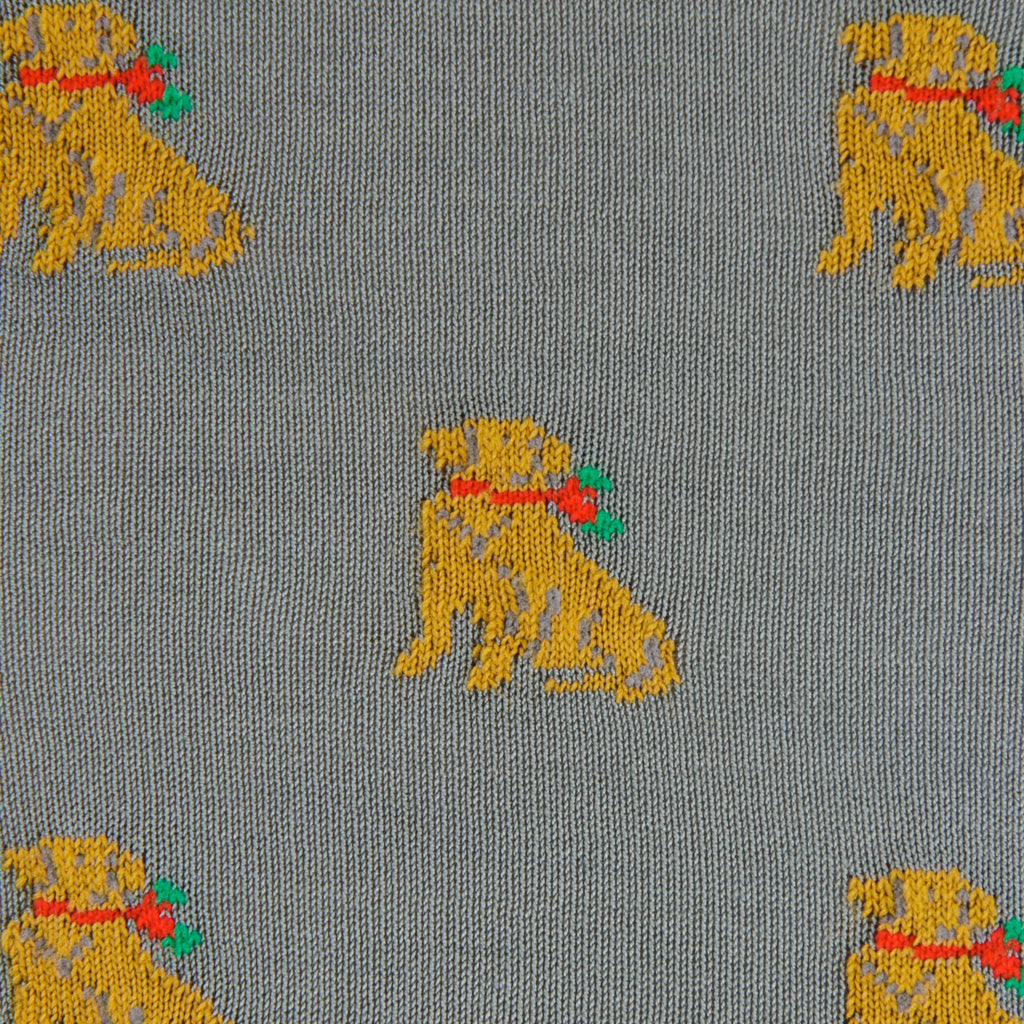 Steel Gray with Holiday Dog Cotton Over-the-Calf Sock