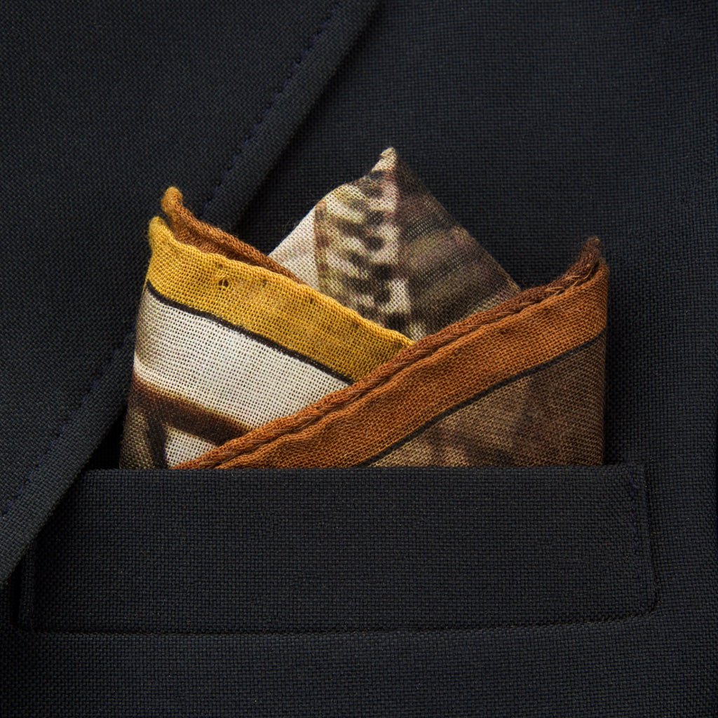 Cream Architectural Design Pocket Square