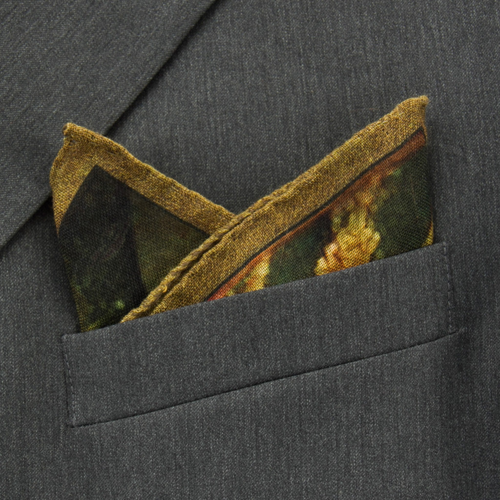 Forest Green Architectural Design Pocket Square
