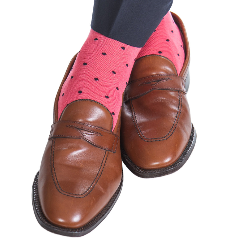 Coral-CLassic-Navy-Dot-Sock