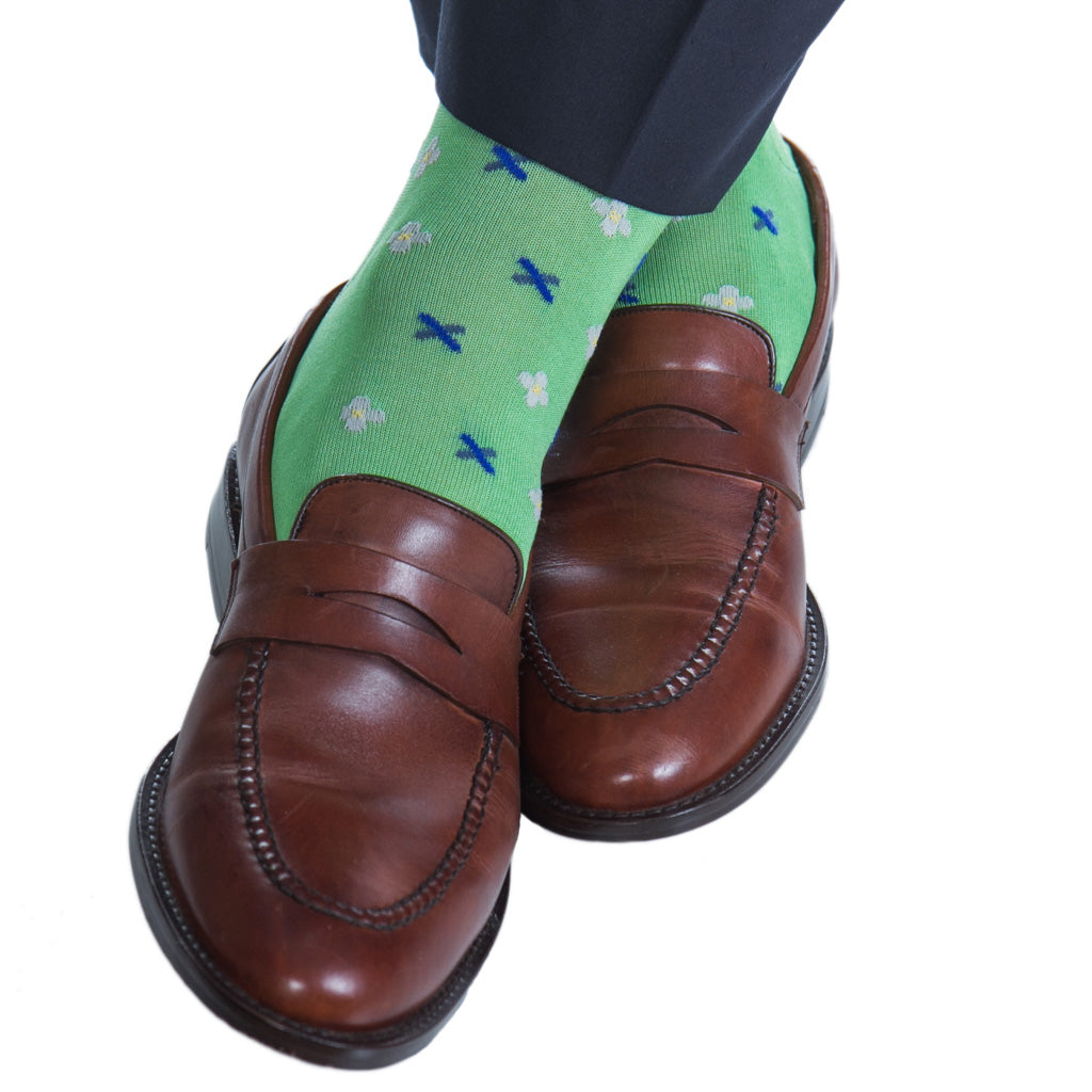 Green-Flower-NEat-Cotton-Sock