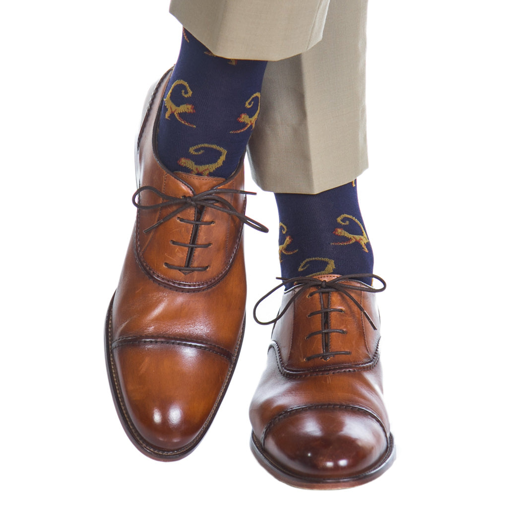 Navy-Gold-Monkey-USA-Sock