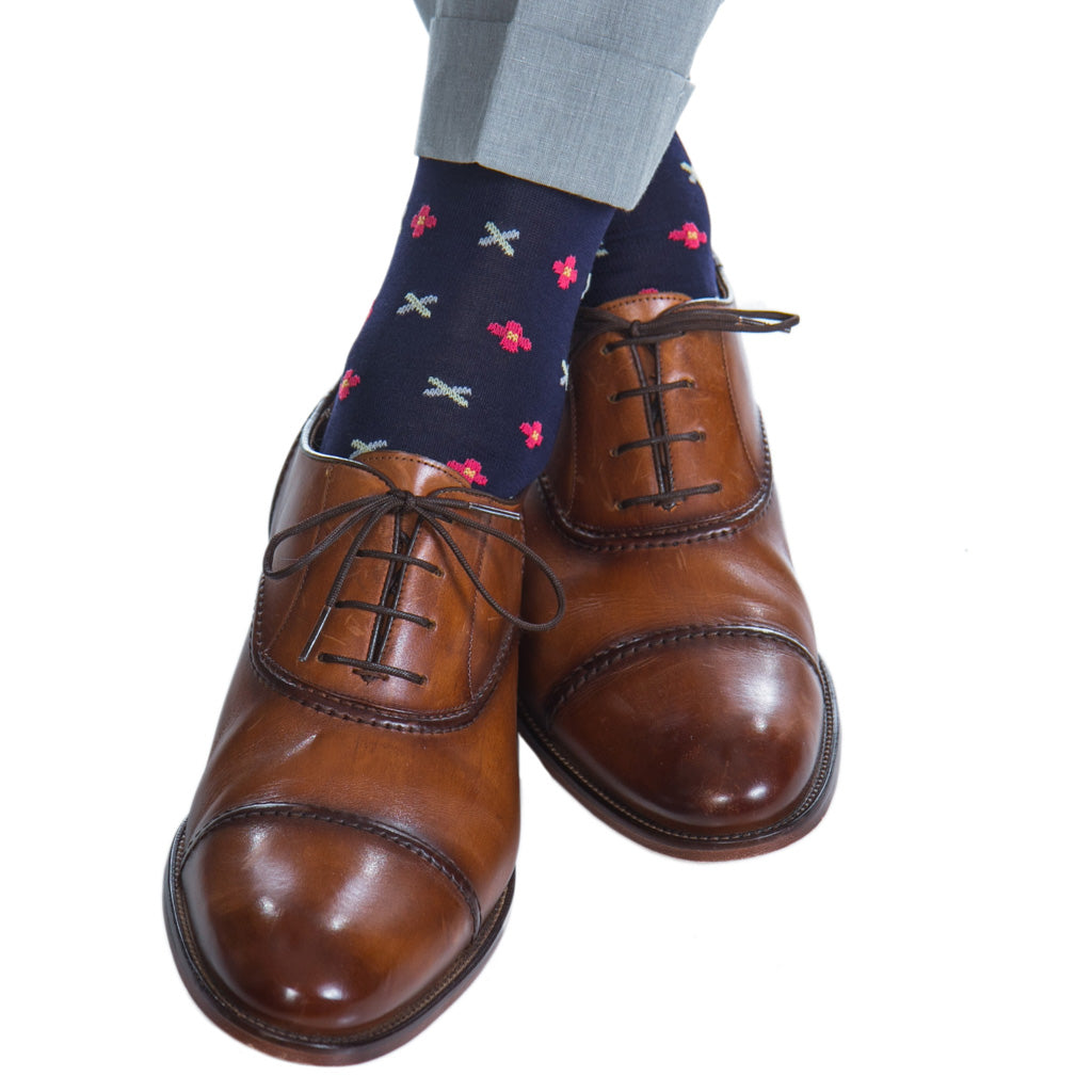 coral and navy blue dress socks Men's Navy Blue and Coral Argyle Socks TieMart