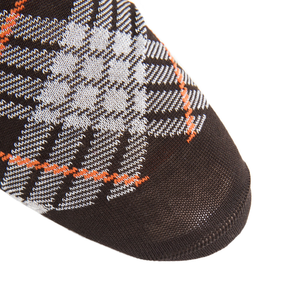 Brown-Orange-Cream-Tartan-Sock