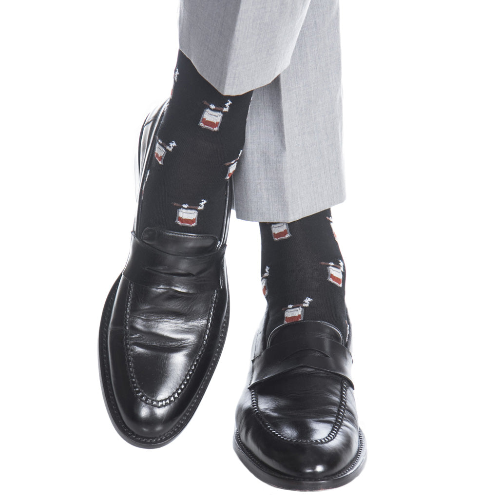 Black with Bourbon & Cigar Cotton Sock Linked Toe OTC Black with Bourbon & Cigar Cotton Sock Linked Toe OTC