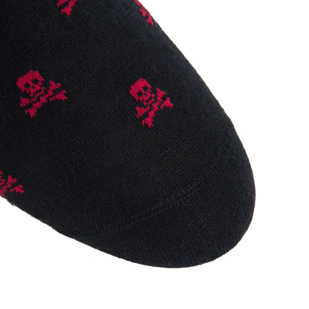 Black-Red-Skull-Crossbones-Wool-Sock