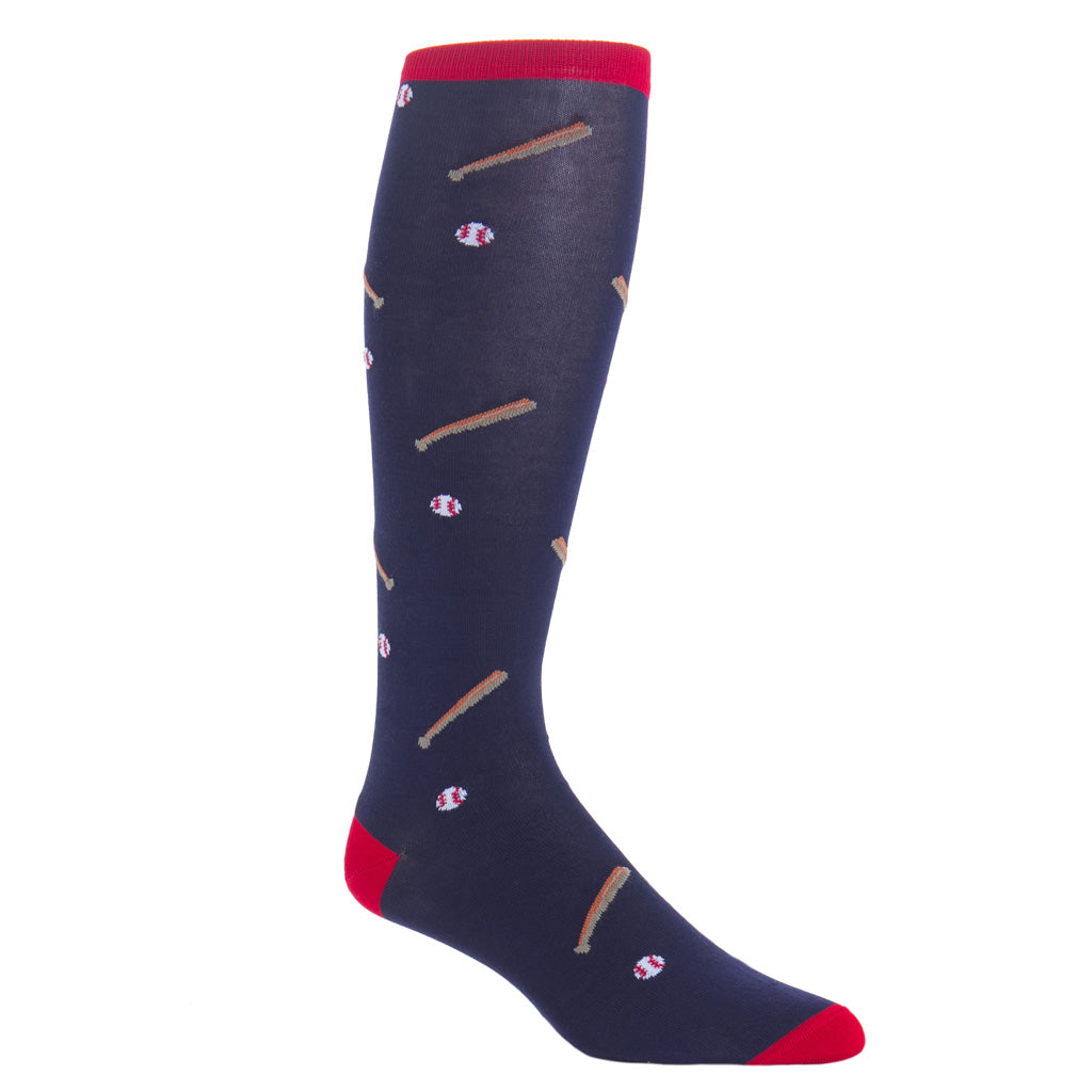 Over-The-Calf-Blue-Baseball-Cotton-Sock