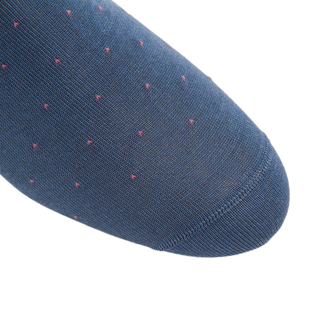 Indigo-Blue-Rose-Pindot-Cotton-Sock