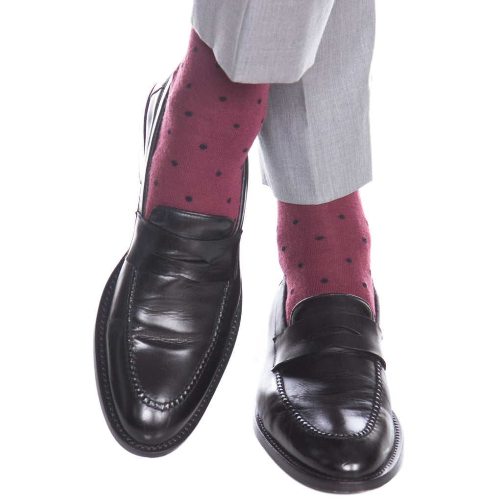 burgundy and navy dress socks Houndstooth Over the Calf Dress Socks | Merino Wool Burgundy & Navy Men's Dress Socks