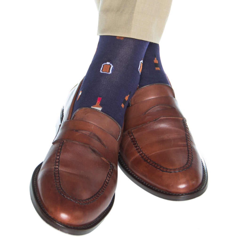 Navy-Bourbon-Cotton-Sock