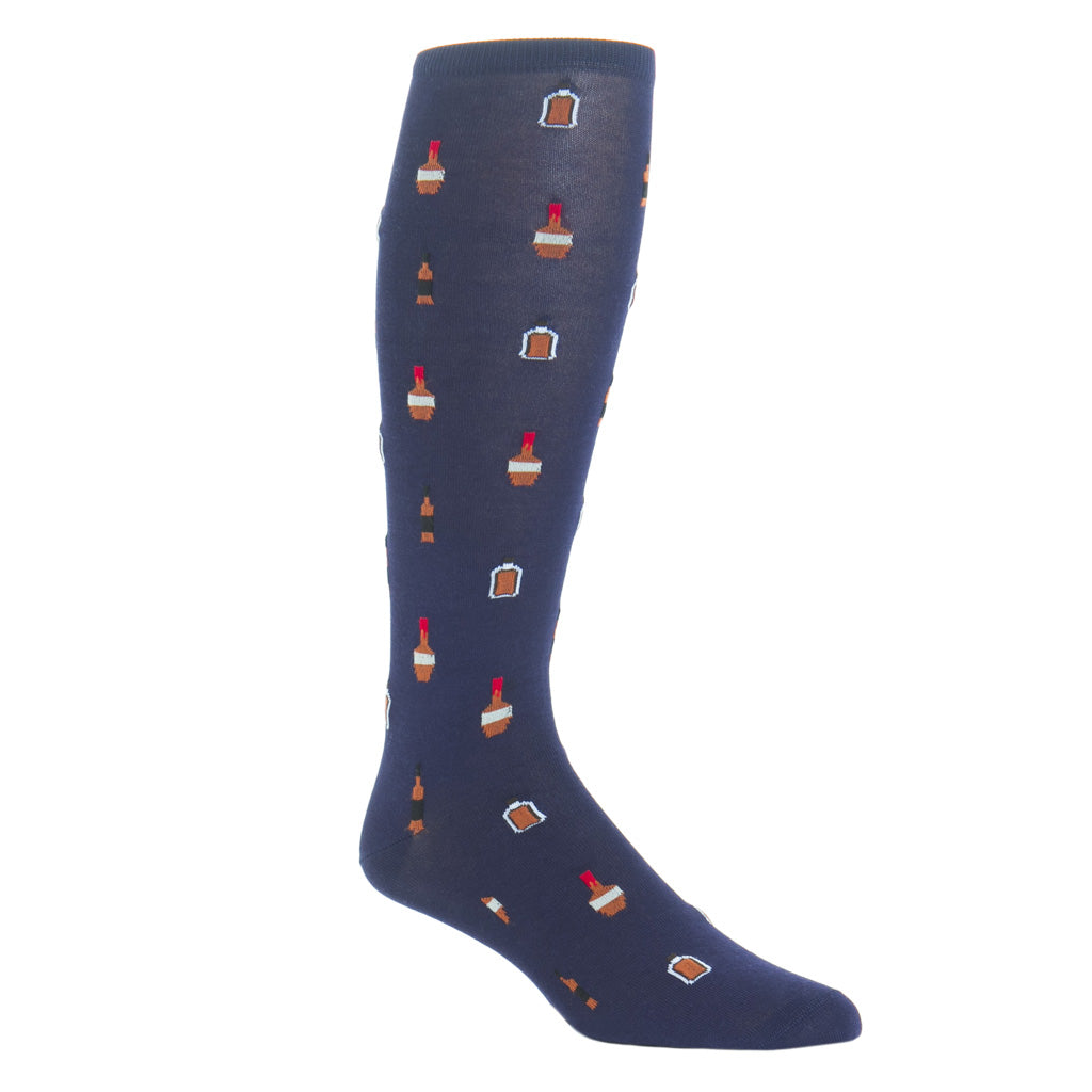 Over-The-Calf-Navy-Bourbon-Cotton-Sock