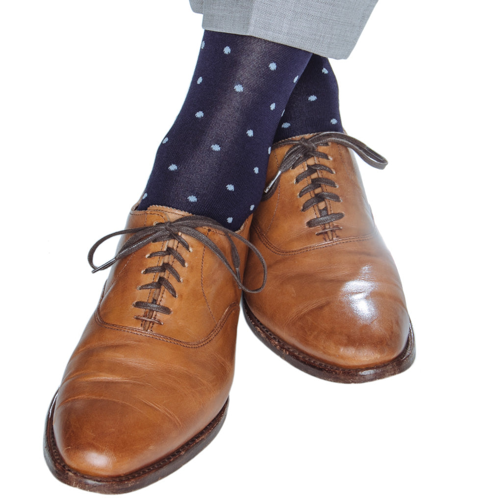 Classic Navy-Sky Blue-Cotton-Dot Sock