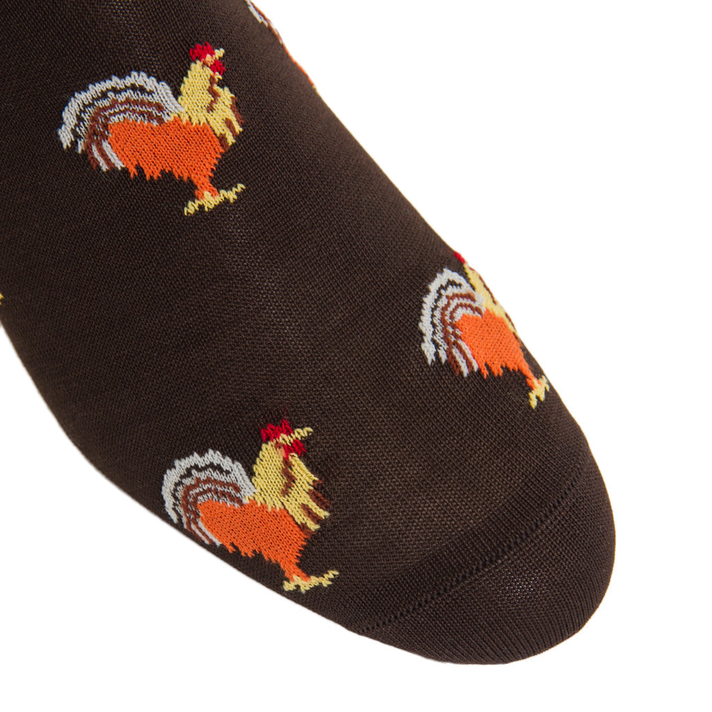 Rooster-On-Brown-Sock