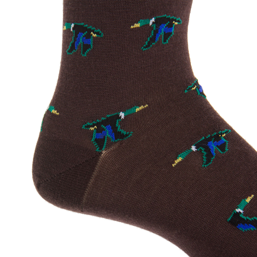 Mid-Calf-Brown-Sock-Black-Mallard-Wool-USA