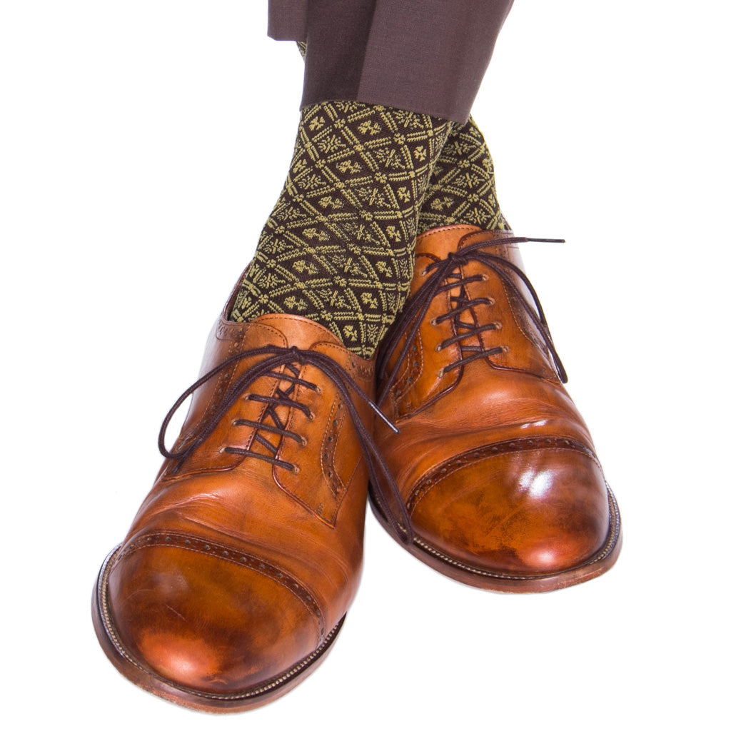 Brown-Clover-Grid-Sock