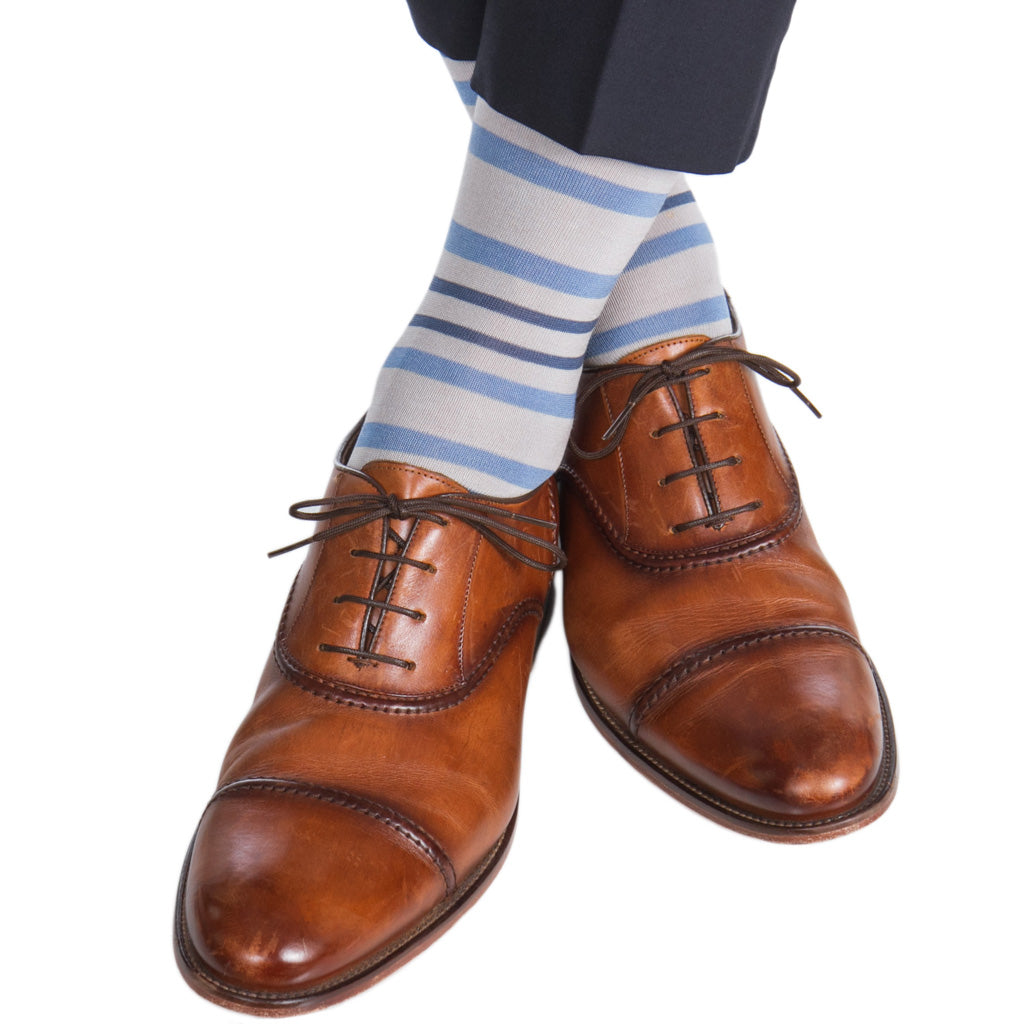 Ash-Indigo-Azure-Blue-Stripe-Cotton-Sock