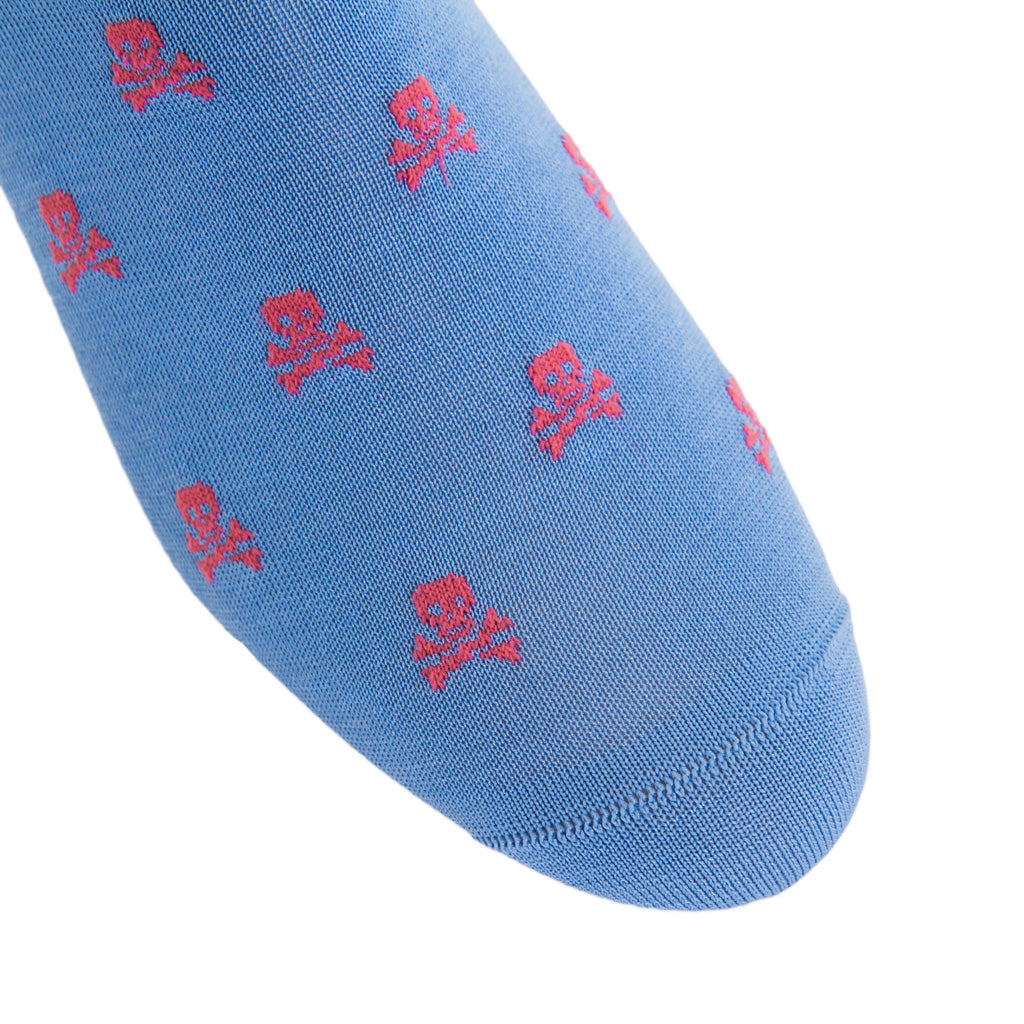 Azure-Blue-Coral-Skull-Crossbone-Cotton-Sock