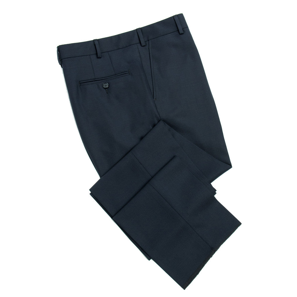 100% Fresco Merino Wool - Slim Fit - Mid Night Navy - trousers - dapper-classics - 1