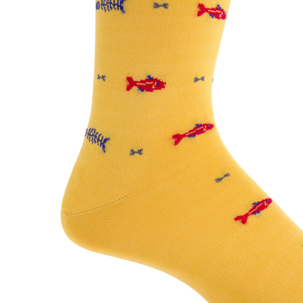 Yolk-Red-Blue-Fish-Sock-Cotton