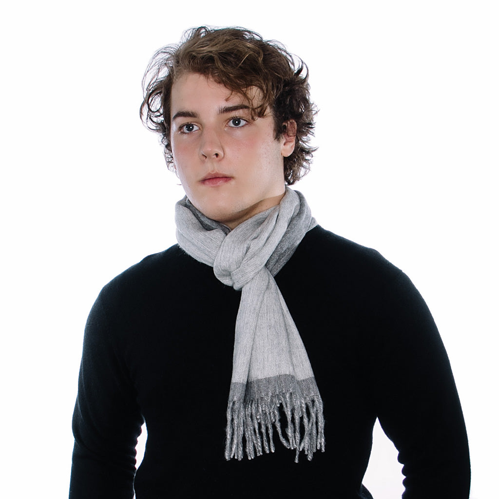 Step Gray Heather Border Muffler Scarf