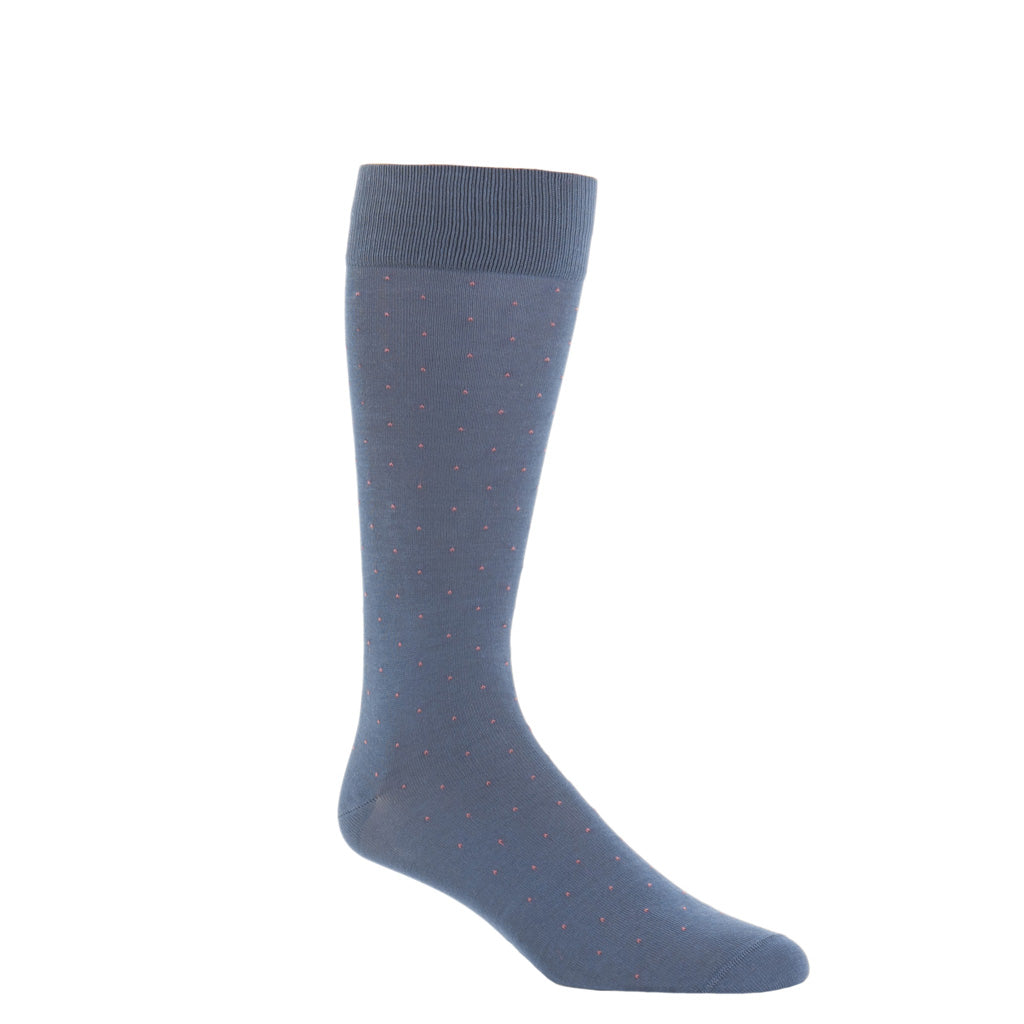 Indigo Blue with Rose Pin Dot Cotton Sock Linked Toe Mid-calf Indigo Blue with Rose Pin Dot Cotton Sock Linked Toe Mid-calf