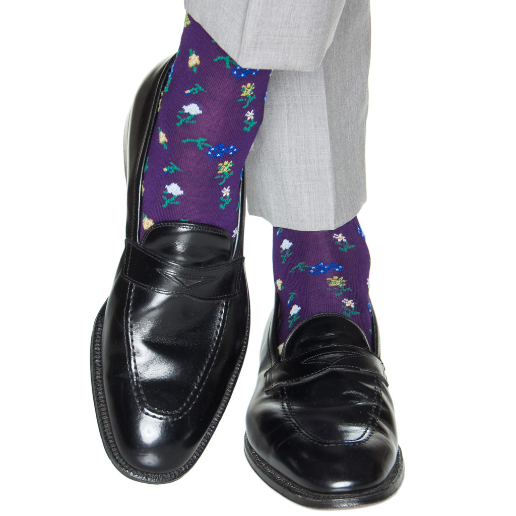Purple-Mini-Floral-Cotton-Sock