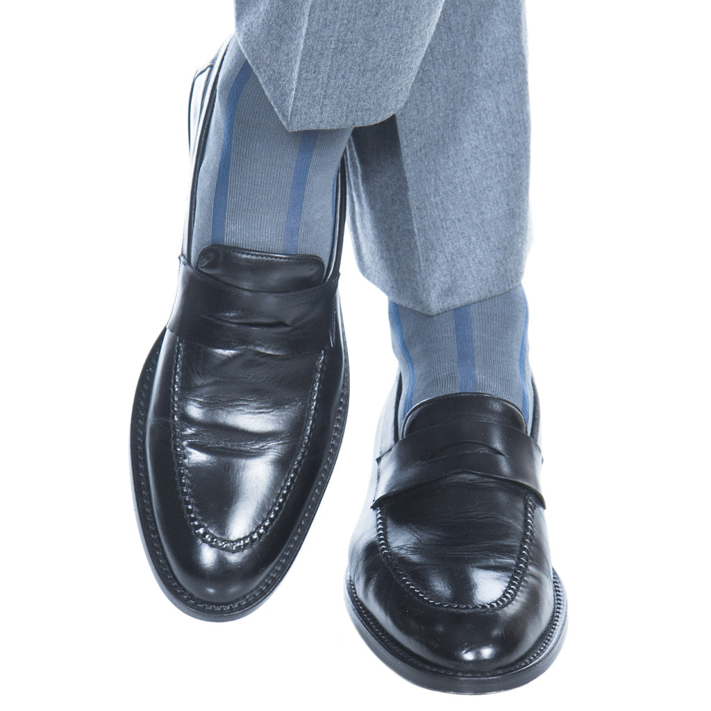 Steel-Gray-Indigo-Blue-Cotton-Sock