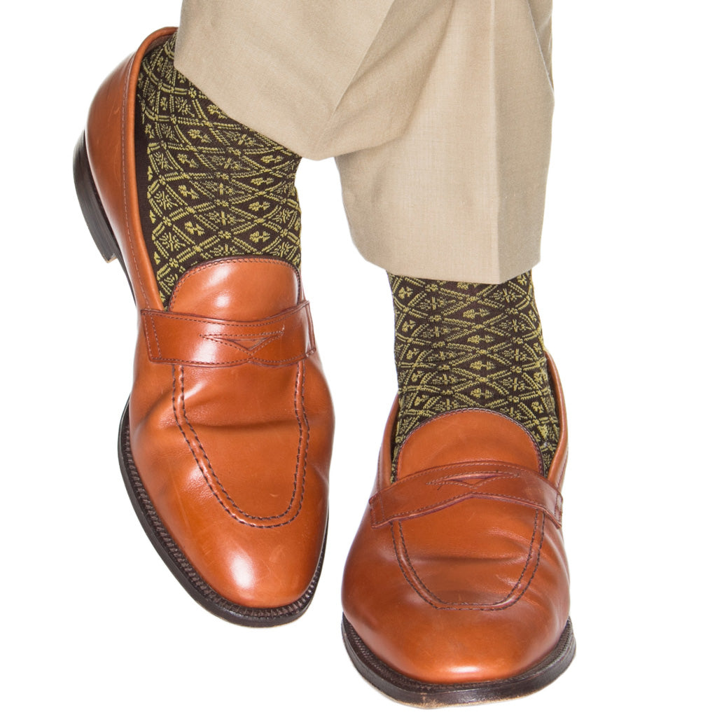 Patterned-Sock-Brown-Yolk