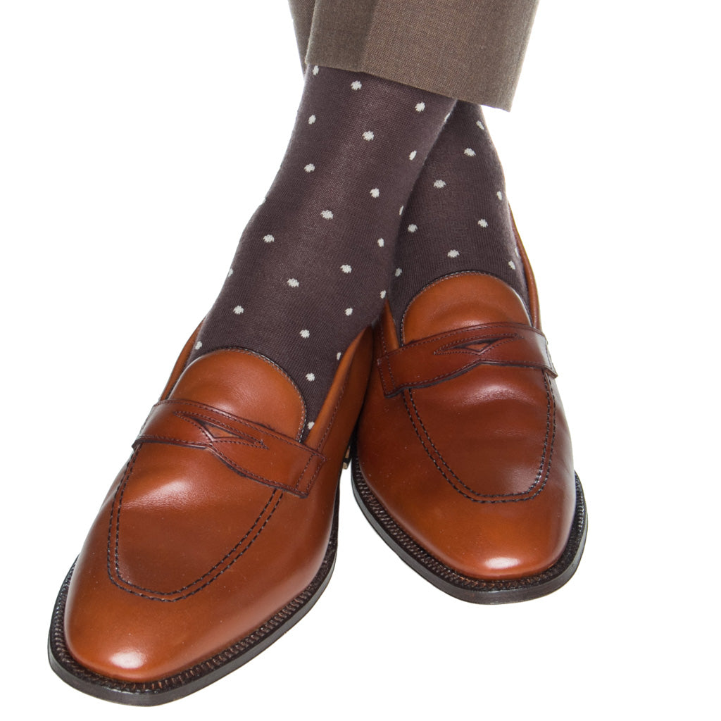 Coffee-Brown-Tan-Dot-Sock-Cotton