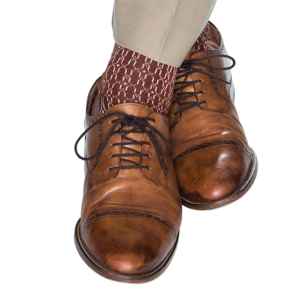 Whiskey-Cream-Patterned-Cotton-Sock