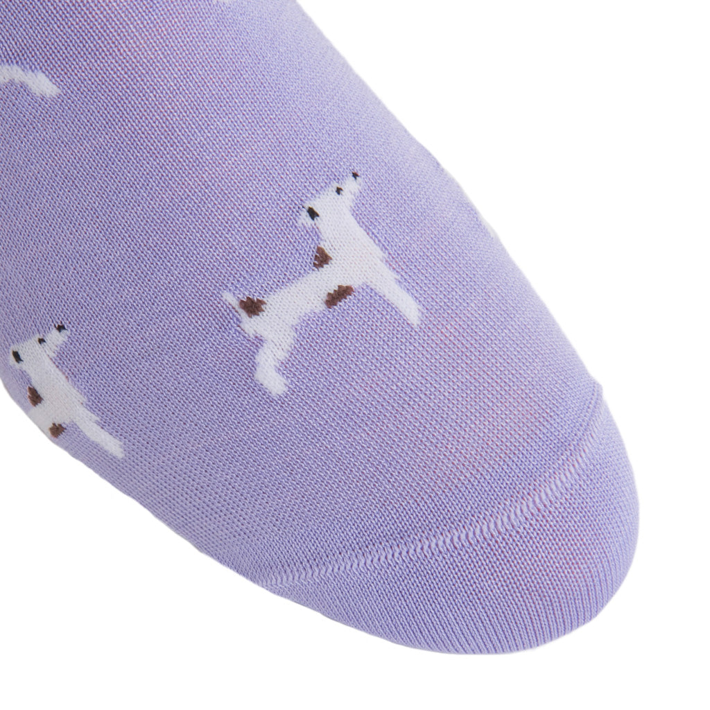 USA-Made-Cotton-Sock-Lavendar-White-Dog