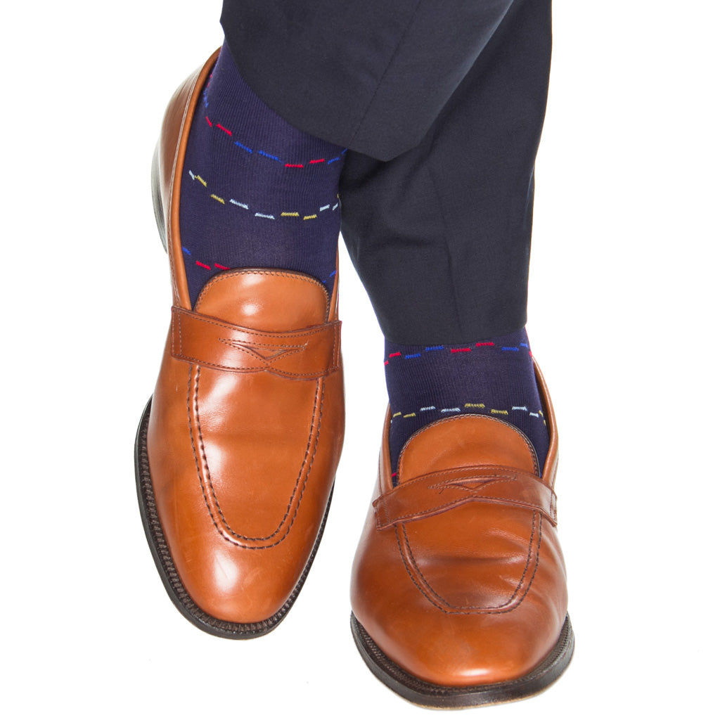 Cotton-Navy-Sock-With-Dashes