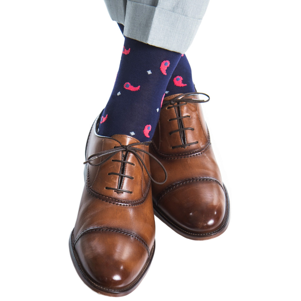 Classic-Navy-Coral-Cotton-Sock