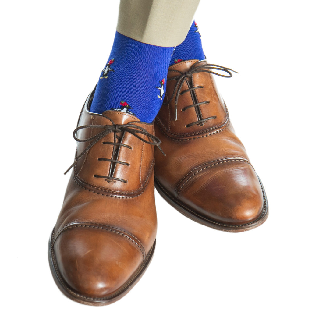 Clematis-Blue-Sock-With-Penguin-Cotton-Sock