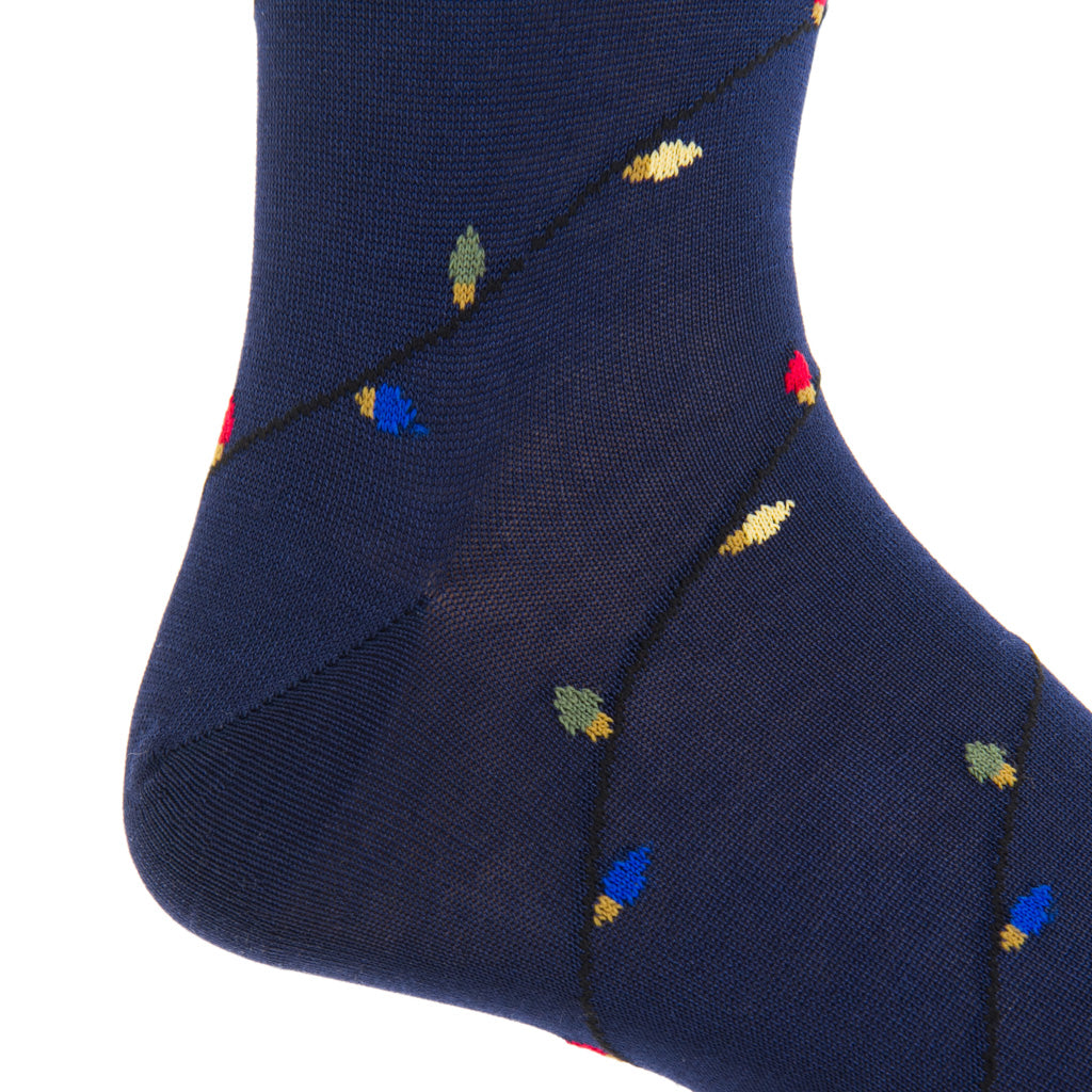 MC-Classic-Navy-with Yolk, Green, Clematis Blue and Black Lights Cotton Sock Linked Toe Mid-Calf