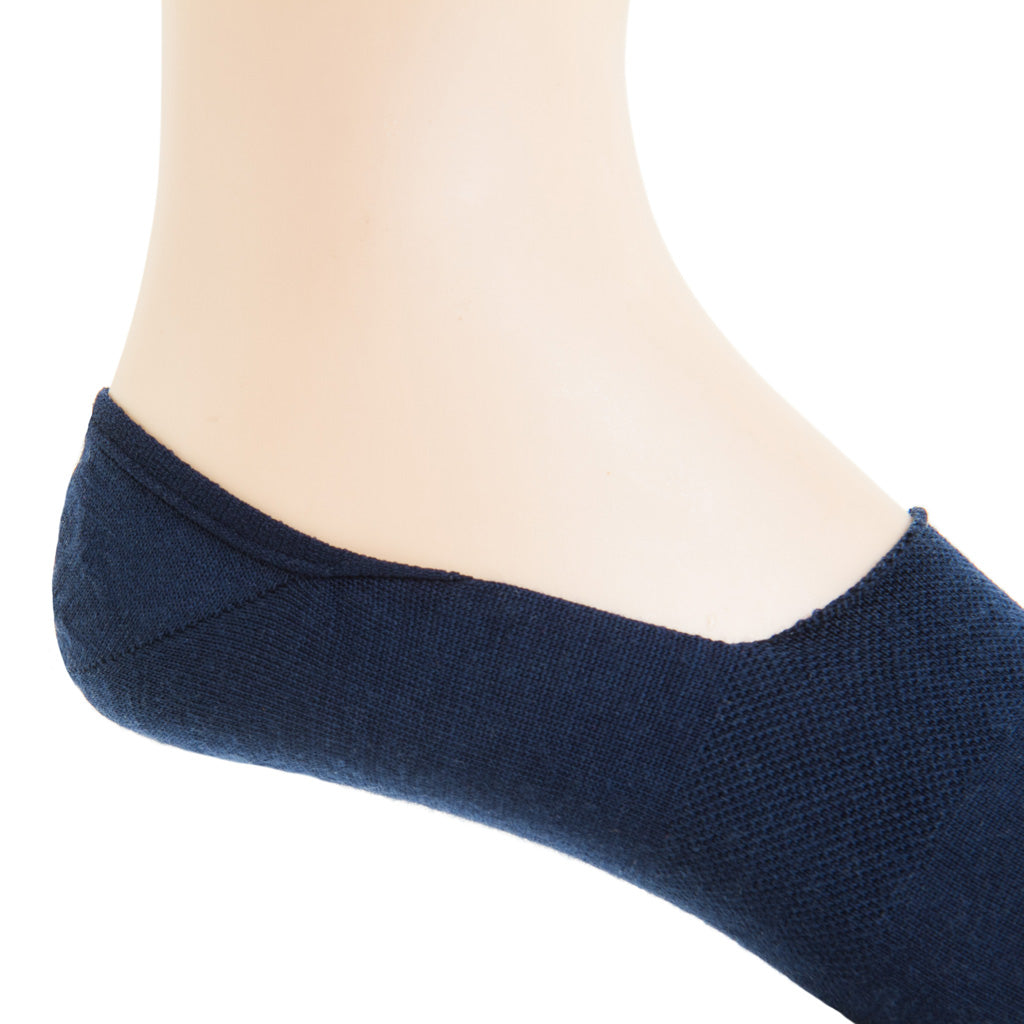 Dress Navy  Fine Merino Wool  High Vamp No-Show Sock