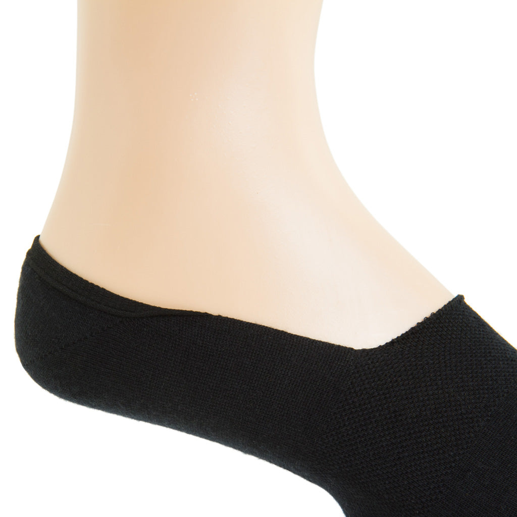 Black  Fine Merino Wool  High Vamp No-Show Sock