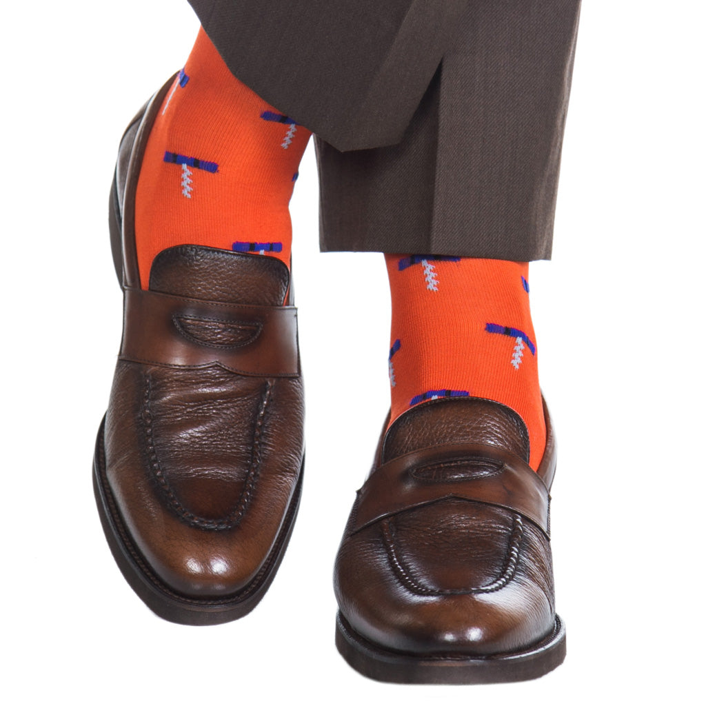 Orange-Blue-Corkscrew-Cotton-Sock