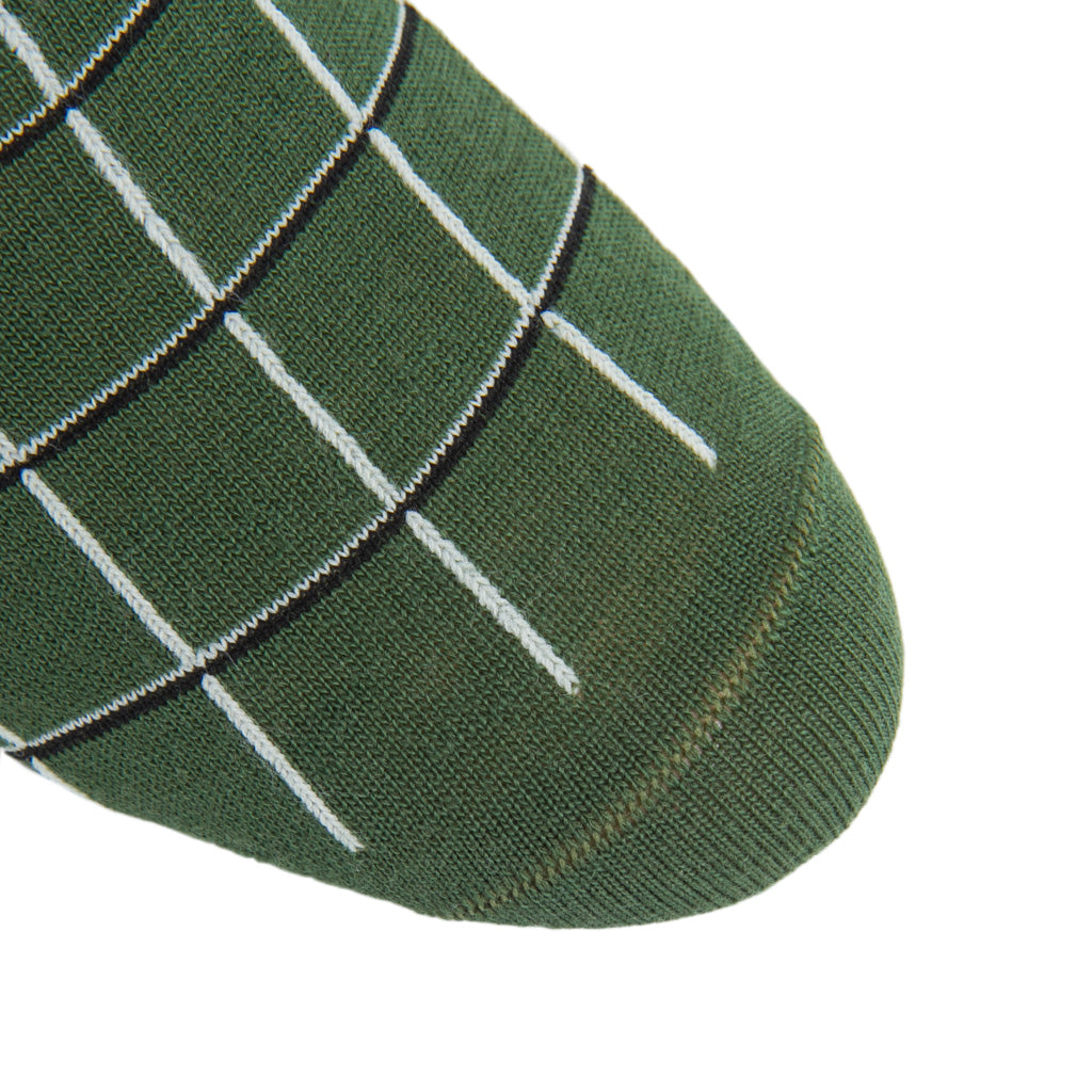 Green-Black-Cream-Windowpane-Wool-Sock