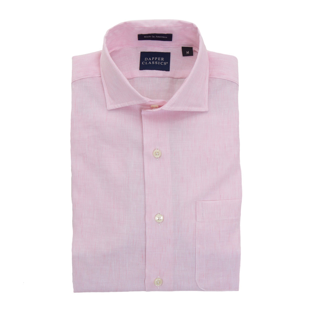 Pink and White Thin Stripe Cotton Oxford Shirt Trim Fit M Pink and White Thin Stripe Cotton Oxford Shirt Trim Fit M