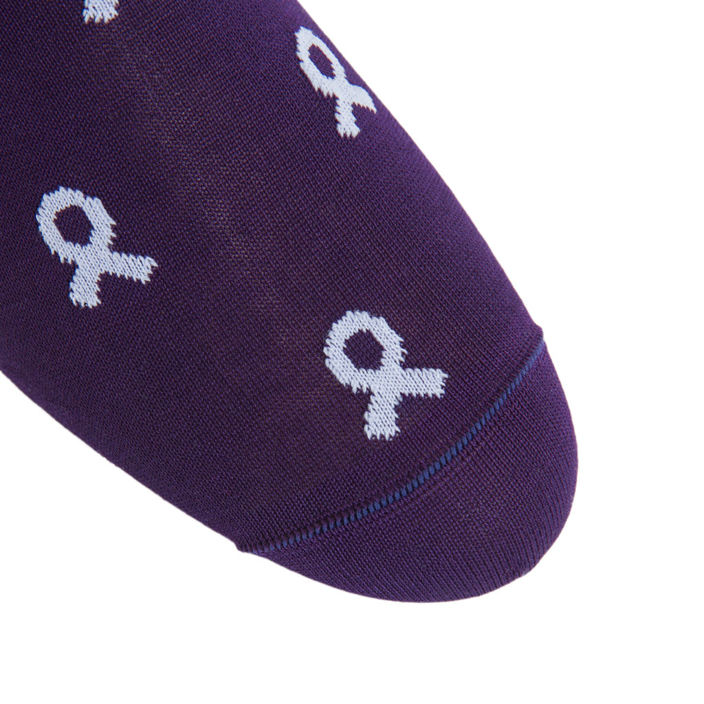 Royal Purple with Lavender All Cancer Awareness Ribbon Cotton Mid-Calf Sock