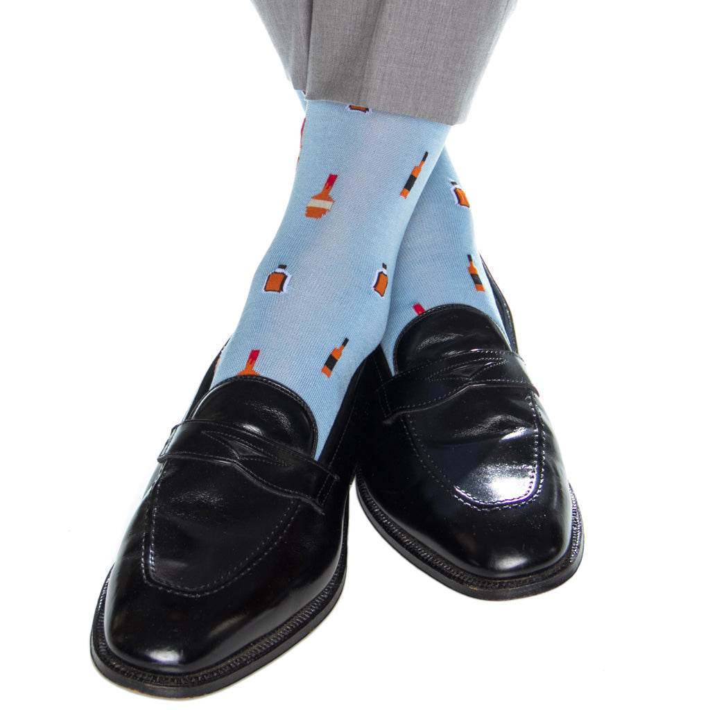 Blue-Bourbon-Bottle-Cotton-Dress-Sock
