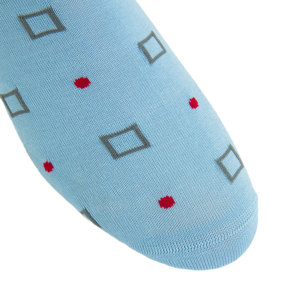 Sky-Blue-Indigo-Square-Red-Dot-Sock