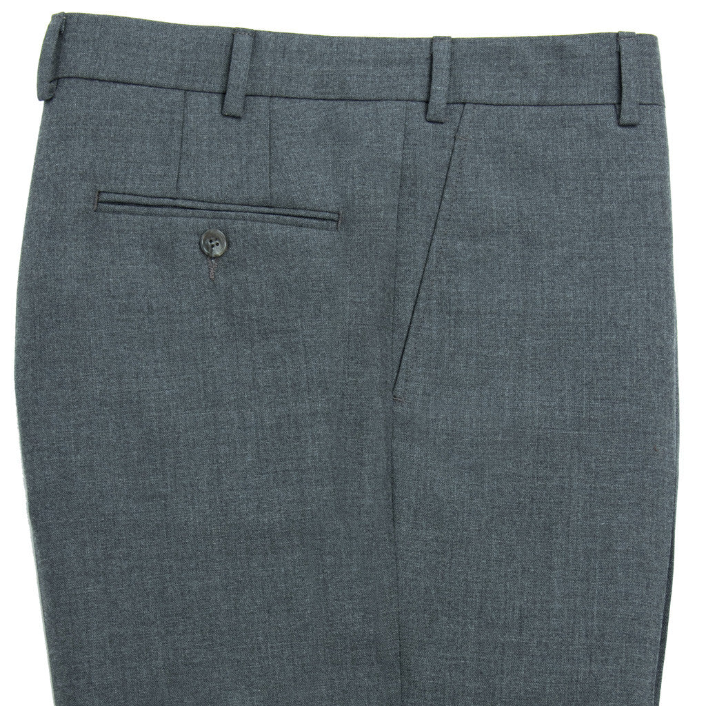 100% Fresco Merino Wool - Slim Fit - Mid Gray - trousers - dapper-classics - 2