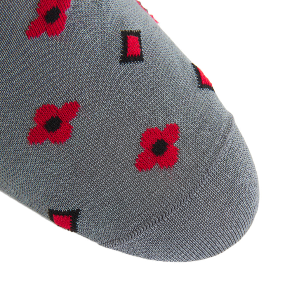 Grey-Black-Red-Neat-Sock-Cotton