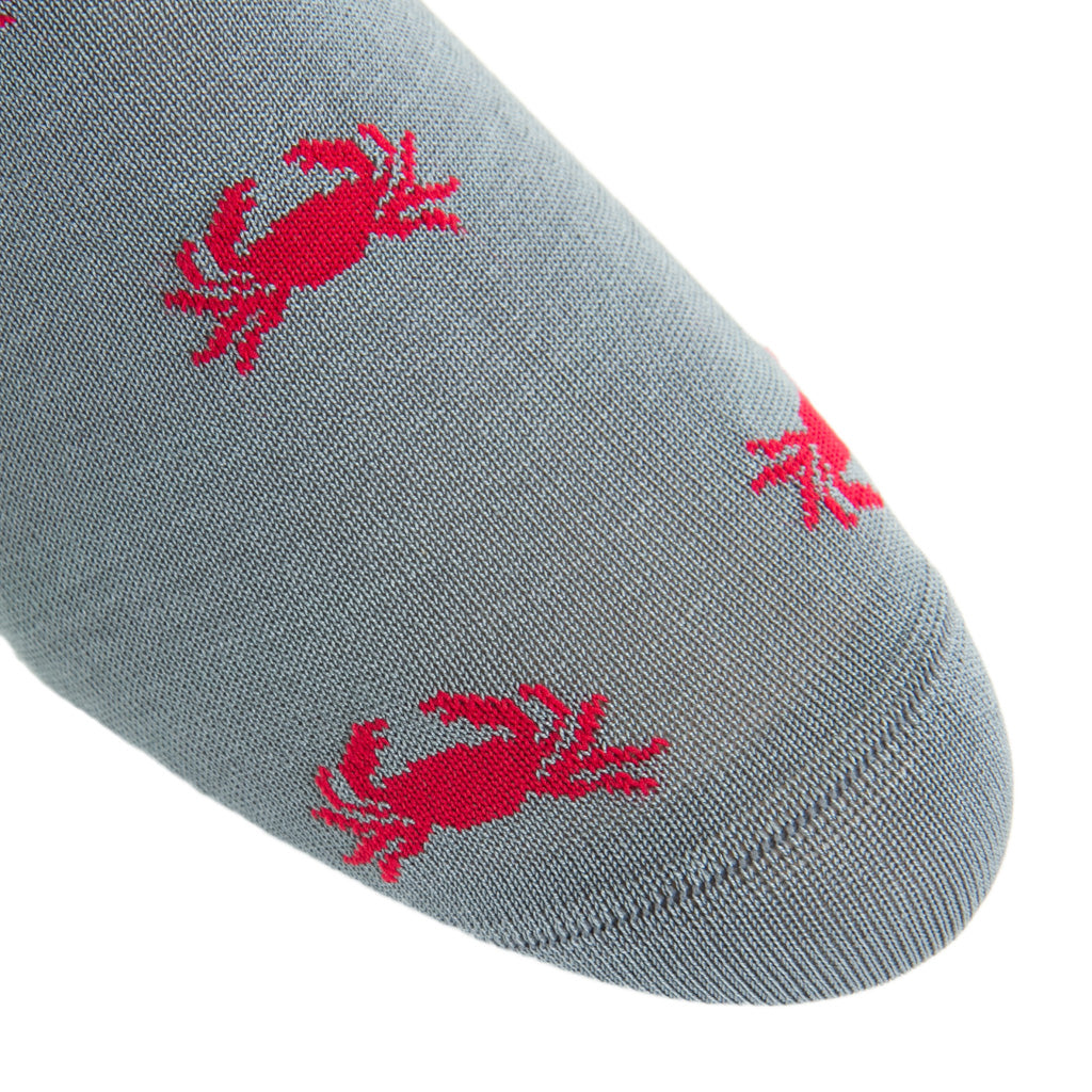 Steel-Gray-Grey-Red-Crab-Cotton-Sock