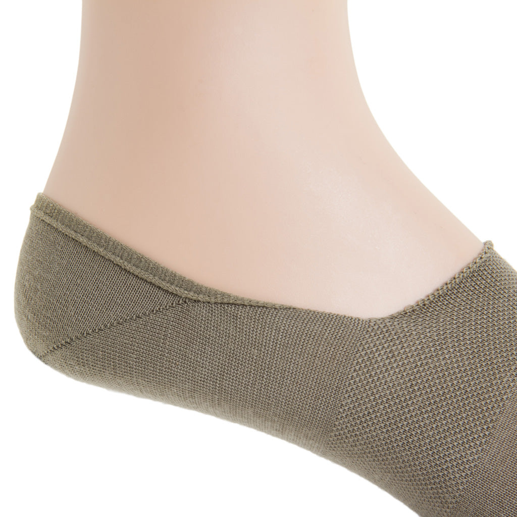 Taupe with Clubs &amp; Golf Ball  Fine Merino Wool  High Vamp No-Show Sock